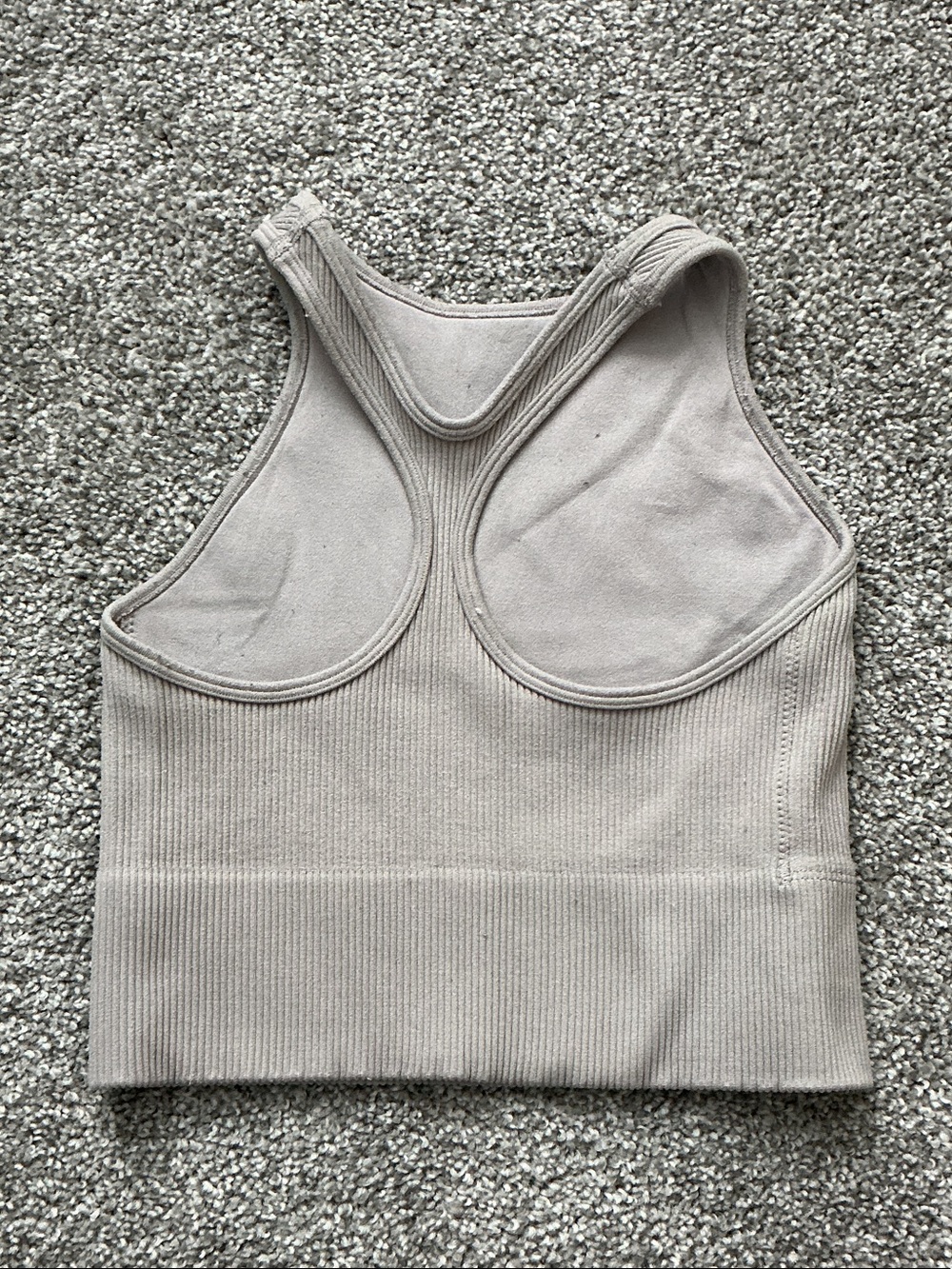 Free People Ribbed Racer-Back Tank Top In Taupe - Picture 2 of 2